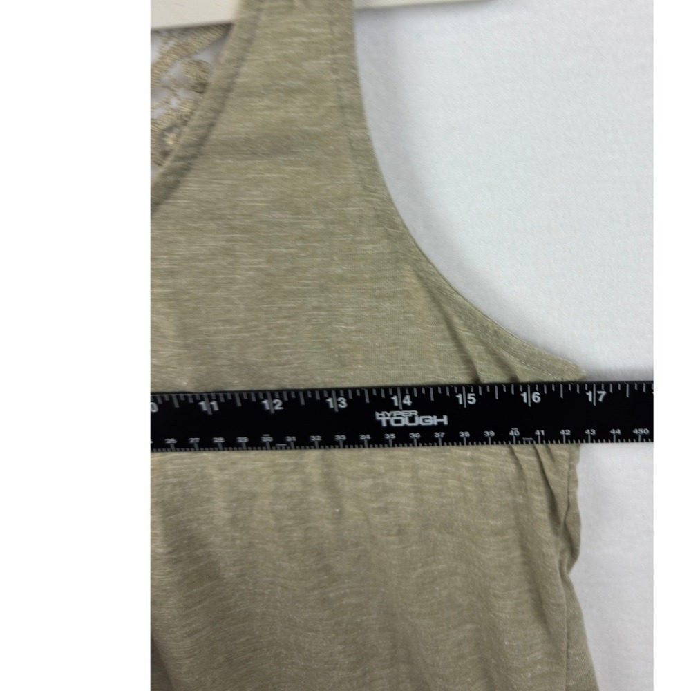 American Rag Cie Crochet Lace Back Tank Top‎ Womens Medium Olive Green Boho Knit - Picture 2 of 8